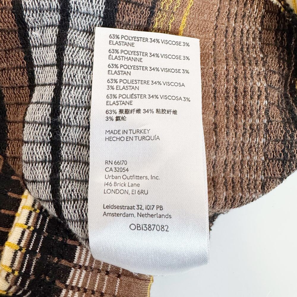 Anthropologie Maeve Striped Wrap Midi Dress Brown Black XS - Picture 8 of 8